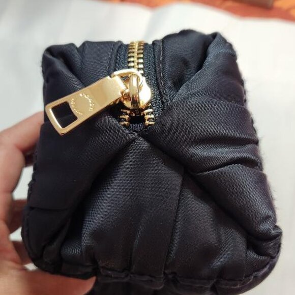 Coach Small Boxy Cosmetic Case with Ruching in navy blue nylon - Picture 8 of 9